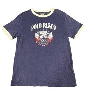 Polo Ralph Lauren Boys T-Shirt Medium Blue RL&Co‎ 5th Ave Manhattan NY Cotton